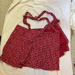 Red Floral Wrap Skirt